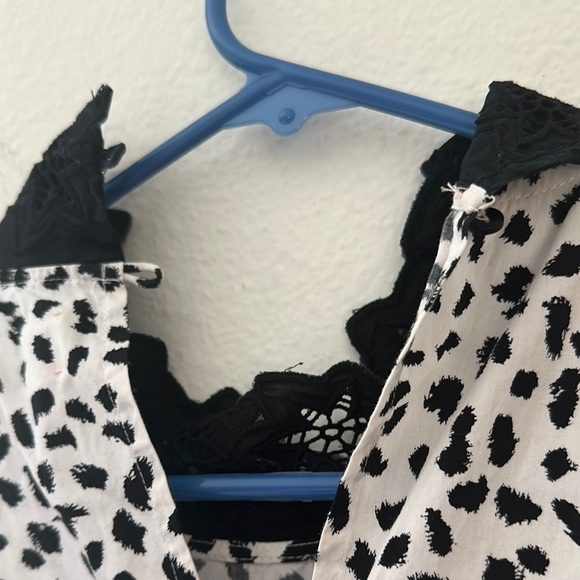 Rebecca Taylor Black and White Patterned Dress with Lace Trim - Picture 10 of 10